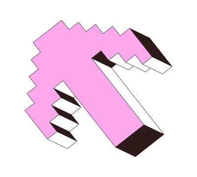 Pink pixelated cursor 2D cartoon object Stock Illustration