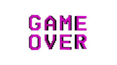 Pink pixelated GAME OVER text, 3D rendering animation - overlay Vidéo 312324132