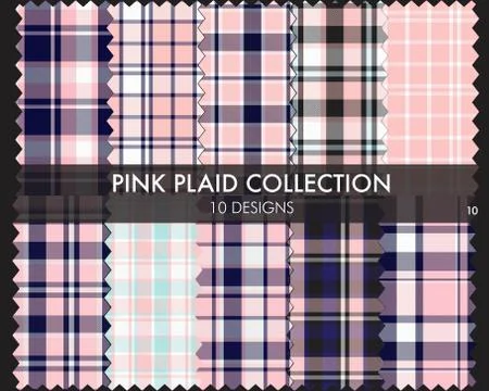 Pink Plaid Tartan Seamless Pattern Collection 스톡 일러스트