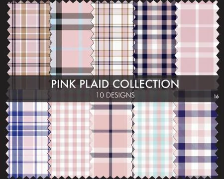Pink Plaid Tartan Seamless Pattern Collection 스톡 일러스트