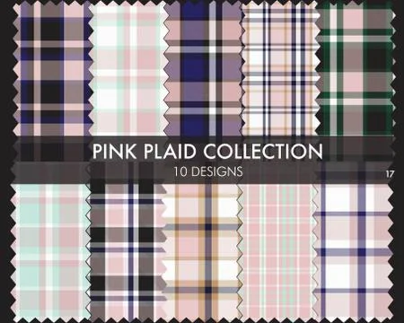 Pink Plaid Tartan Seamless Pattern Collection 스톡 일러스트