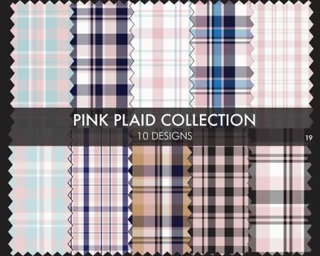 Pink Plaid Tartan Seamless Pattern Collection Stockillustratie