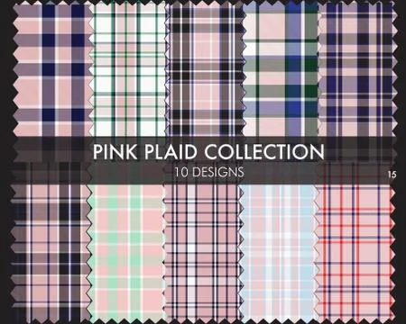 Pink Plaid Tartan Seamless Pattern Collection Stockillustratie