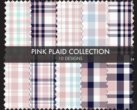 Pink Plaid Tartan Seamless Pattern Collection Stockillustratie