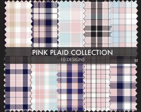 Pink Plaid Tartan Seamless Pattern Collection 库存插图