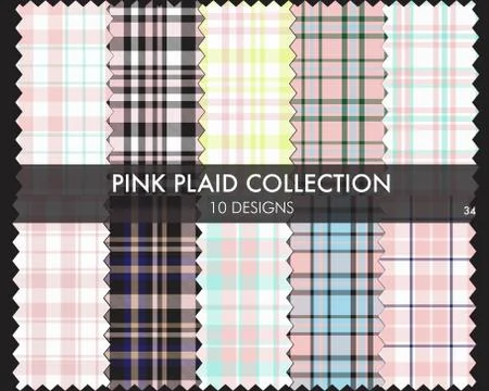 Pink Plaid Tartan Seamless Pattern Collection Illustrazione stock