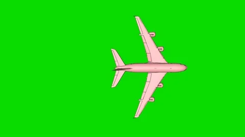 Pink plane flies on a green background, cartoon sketch style. Stock Footage 166686043