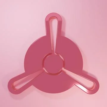 Pink Plane propeller icon isolated on pink background. Vintage aircraft pro.. Illustrazione stock