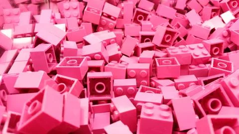 Pink plastic blocks Stock Photos