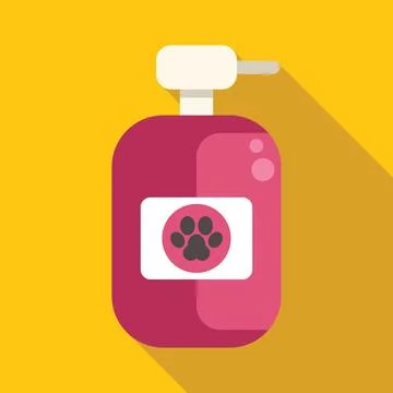 Pink plastic bottle with dispenser containing pet shampoo or medicine Stock Illustration