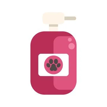 Pink plastic bottle with dispenser containing pet shampoo Illustrazione stock