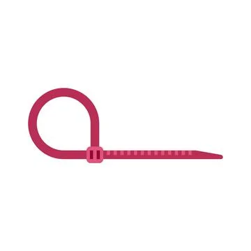 Pink plastic cable tie isolated on white background Stock Illustration