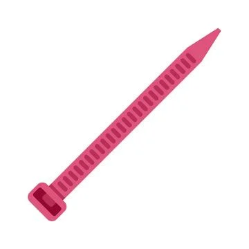 Pink plastic cable tie for organization and fastening Stock Illustration