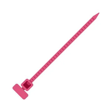 Pink plastic cable tie for organization and fastening Stock Illustration