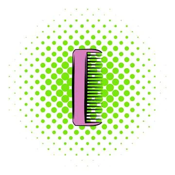 Pink plastic comb icon, comics style Stock Illustration