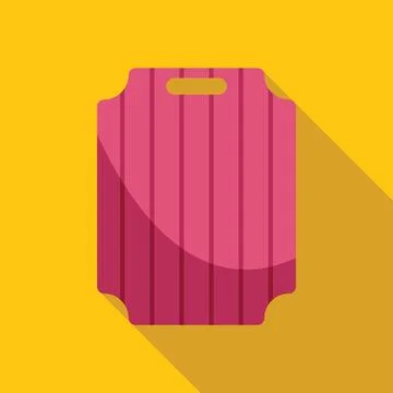 Pink plastic cutting board with handle on yellow background Stock Illustration