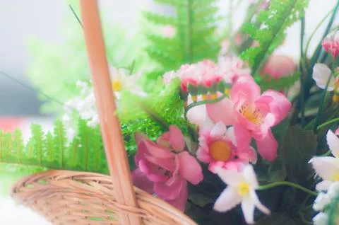 Pink plastic flowers Stock Photos