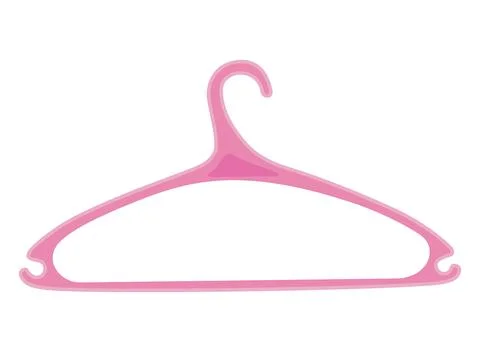 A pink plastic hanger featuring a hook, set against a white background Illustrazione stock