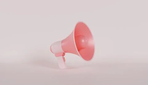 Pink plastic megaphone isolated on pink color background Stock Illustration