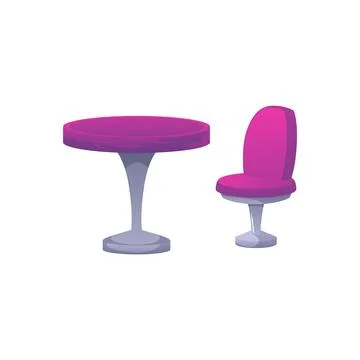 Pink plastic table with a chair in retro style. Stock Illustration