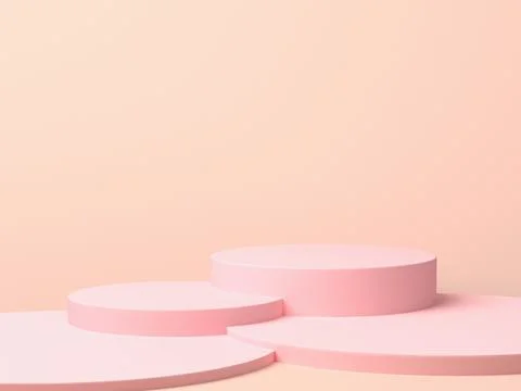 Pink platform for product display interior podium place. 3d rendering Stock Illustration