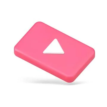 Pink play button 3d icon vector illustration Illustrazione stock