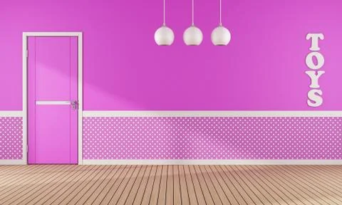 Pink playroom with door Stock Illustration