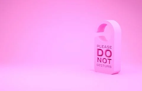 Pink Please do not disturb icon isolated on pink background. Hotel Door Hange イラスト素材