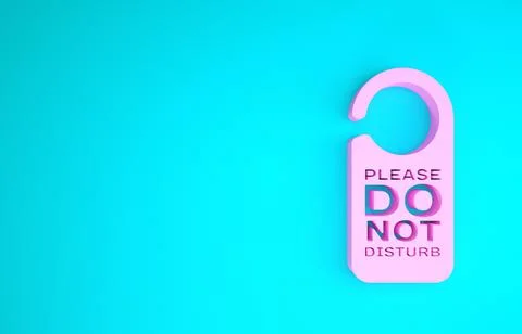 Pink Please do not disturb icon isolated on blue background. Hotel Door Hange Stock Illustration