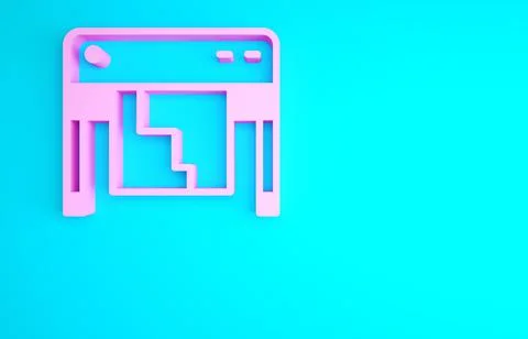 Pink Plotter icon isolated on blue background. Large format multifunction pri Stock Illustration