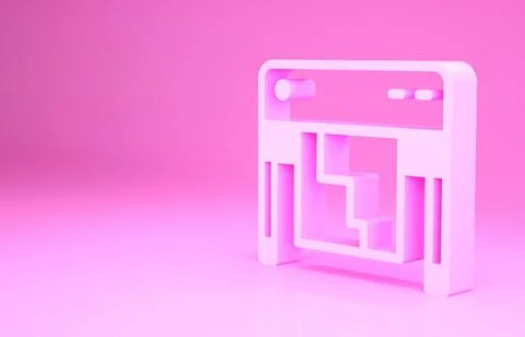 Pink Plotter icon isolated on pink background. Large format multifunction pri イラスト素材