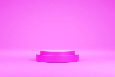 Pink podium 3D rendering on a light pink background. Stock Illustration