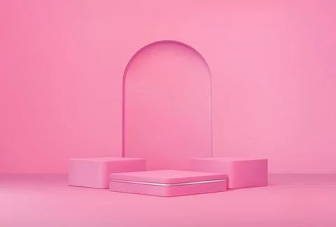 Pink podium, display platform, scene, stage mockup Stock Illustration