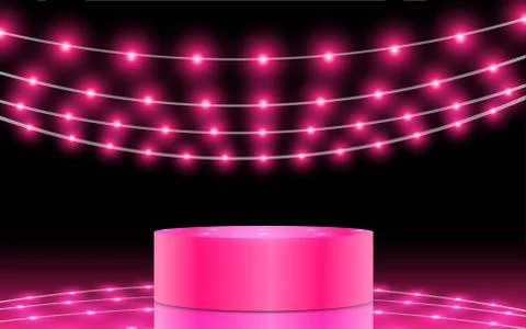 Pink podium with hanging light in the studio room Stock Illustration