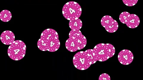 Pink Poker Chips Falling and Bouncing on Black Background 動画素材 344832576