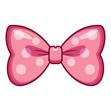 Pink polka dot bow drawing, a charming feminine accessory, fun, style, fashion Stock Illustration