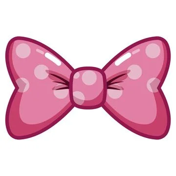 Pink polka dot bow icon representing femininity, cute style, fashion accessory Stock Illustration