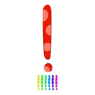 Pink polka dot exclamation mark on white background graphic Stock Illustration