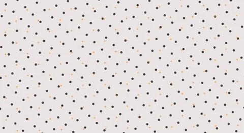 Pink Polka Dot Seamless Pattern With Orange Cross Accents, Minimal Retro Ba.. Illustrazione stock