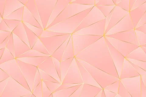 Pink polygon style gradient and gold line background. Stock Illustration