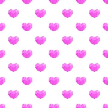 Pink polygonal hearts creating a seamless pattern background イラスト素材