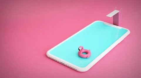 Pink pool smartphone Stock Illustration