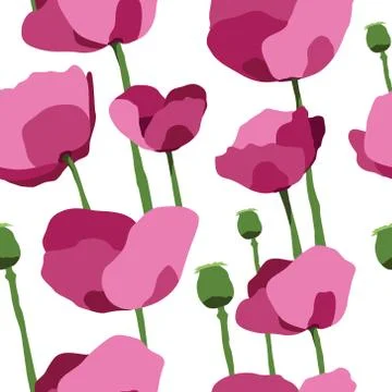 Pink poppies seamless pattern Stock Illustration
