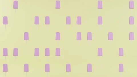 Pink popsicle appearing and disappearing on yellow background 스톡 동영상 131419086