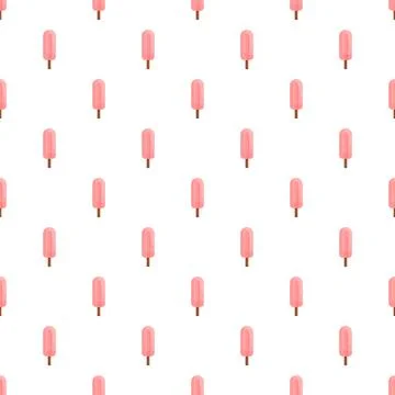 Pink popsicle pattern repeating on white background Illustrazione stock