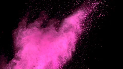 Pink powder explosion in slow motion with acceleration in the beginning. Stock Footage 122461240
