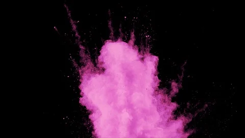 Pink powder explosion. Slow motion movement of dust remains Video stock 122495844