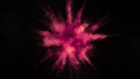 Pink powder explosion in super slow motion isolated on black background. Shot Stock Footage 99608853