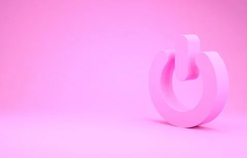 Pink Power button icon isolated on pink background. Start sign. Minimalism co Illustrazione stock