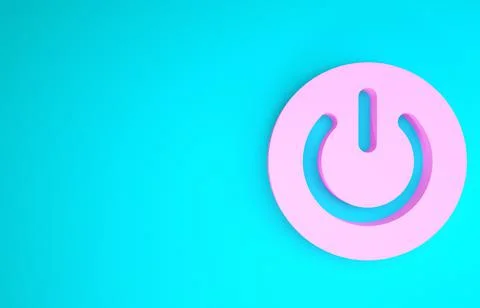 Pink Power button icon isolated on blue background. Start sign. Minimalism co Stock Illustration